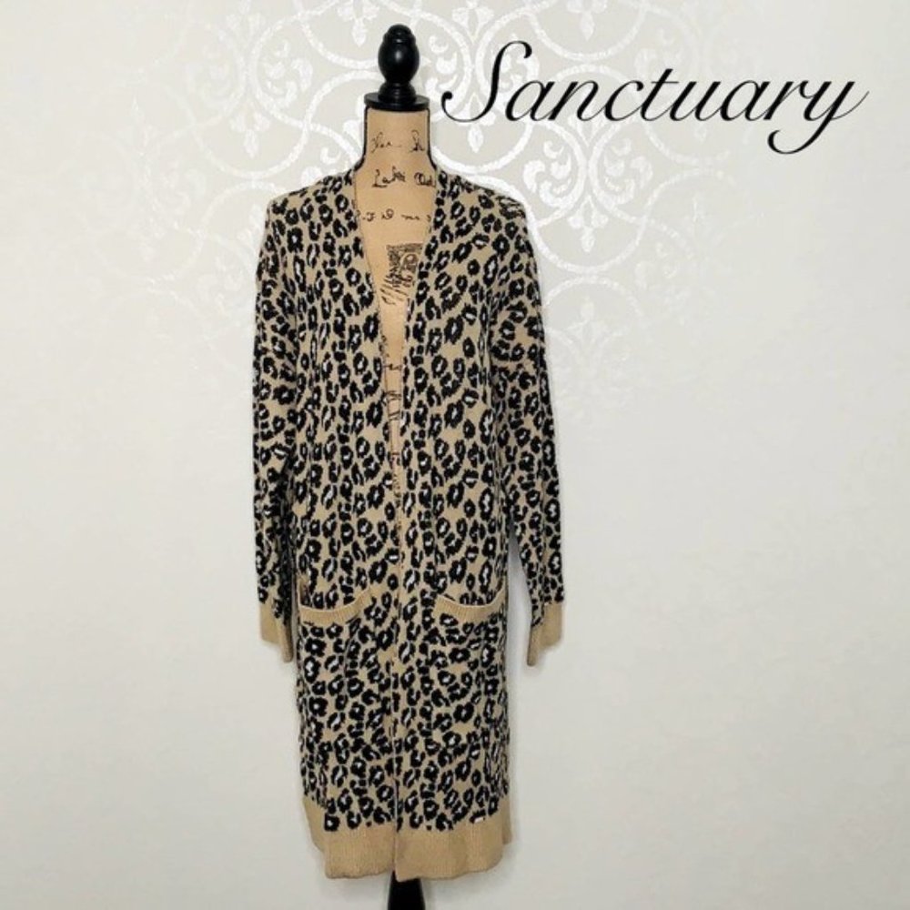 SANCTUARY BROWN OPEN FRONT LONG SLEEVE CARDIGAN WITH POCKETS SIZE MEDIUM